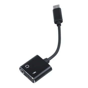 Typ C Adaptér Aux Audio Adaptér USB Typu C na 3,5 mm Slúchadlá Adaptér Pre Xiao Mi 6 Huawei bez 3.5 jack(Black)