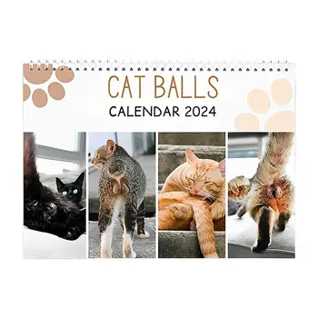 2024 Mačky Buttholes Kalendár Rozkošný Mačka Údaje S Prázdny Priestor Plánovač Robiť Kreatívne Mesačné Mačka Kalendár Pre Home Decor