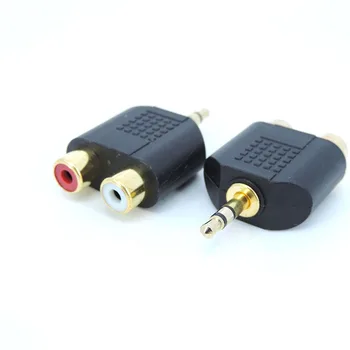 Pozlátené 3.5 mm AUX mužov a 2 RCA Samica Audio Adaptér Splitter Konektor 3pole Stereo pre pc Reproduktor, Slúchadlá Slúchadlá E1