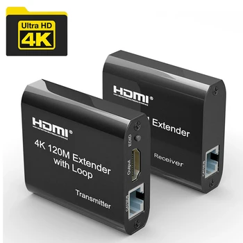 4K HDMI Extender 120M cez Cat5e/6 s Audio výstup 1080P 60 M HDMI Ethernet Extender kit Video Audio Rozšírenie pre PS4 PC DVR HDTV