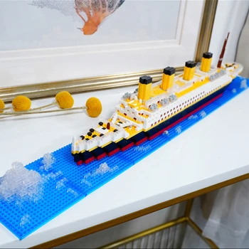 Hračka pre Deti, Titanic Loď Loď Ľadovca v Severnom Atlantickom Oceáne Mora 3D Model DIY Diamond Blokov Tehly Budovy