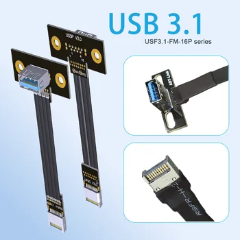 PDO Až Uhol USB 3.1 Gen2 Typ-A, Samica Socket USB3 základná Doska.1 Vnútorné 20kolíkový Typ-E Mužskej Ploché Predlžovací Kábel 10Gbps