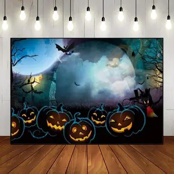 Halloween a Noc Pozadí Baby Sprcha Trick or Treat Narodeniny Dekorácie Lebky Foto Strašidelné Vlastné Pozadie Starý Hrad Banner