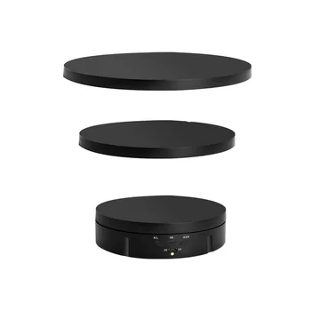 3 Rýchlosti Elektrických Točivých Nainštalovať 360° Gramofón USB Nabíjanie Displej Stojan pre Video Prop Šperky, Topánky Čierne