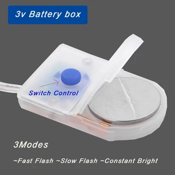 1pc/2ks/5 ks 3V CR2032 Batérie Úložný Box S Spínač Pre Nastavenie Fast/Slow Flash A stále Svetlé Režime Bez Svetiel