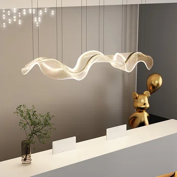 Nový Štýl LED Luster Jedáleň Závesné Svietidlá priehľadný Akrylový Drôt Nastaviteľné Kuchyňa Bar Čaj Izba Lampa v štýle Art Deco