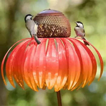 Coneflower Vtáčie Krmítko Vonkajšie Dekorácie, Záhradný Kvet Picaflor Voľne Žijúcich Feeder Kŕmenie Mimo Hrdze Odolná Art Kov