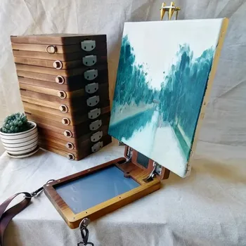 Drevené Cestovné olejomaľba Box Uhlíkových Vlákien/Akryl Paletu Auta Interpreta Umelecké potreby pre Vonkajšie Skicovanie Akvarel Palety