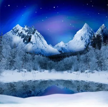 Northern Lights Dovolenku Severný Pól Zime Sneh, Vianoce, silvester foto pozadie strany photo studio pozadí