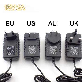 5.5mmX2.5 mm DC Konektor AC na DC Napájací Adaptér 12V 2A 100-240V Nabíjací Adaptér pre KAMEROVÝ LED Pásy Lampa USA, EU, AU, UK, Zapojte