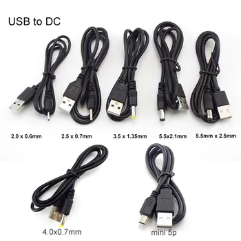 USB type A Male, aby DC 5.5 2.1 2.5 2.0 3.5x1.35 4.0x1.7mm male mini 5pin napájacia zásuvka Jack rozšíriť nabíjací kábel konektor c