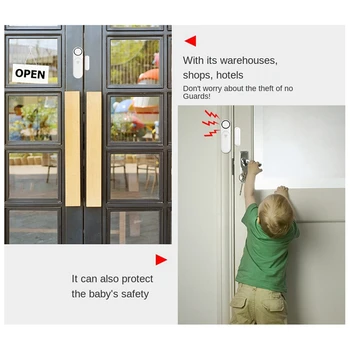 1Set Smart Dvere, Okno, Senzor Smart Home Dvere Detektory Dvere A Okno Poplachové zariadenia proti vlámaniu, Biela