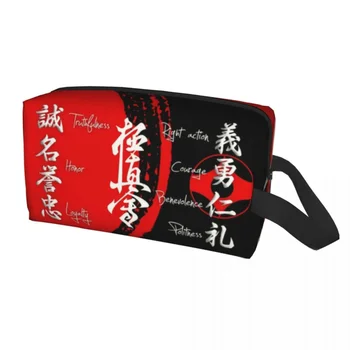 Kyokushin Karate Bushido Hodnoty Toaletná Taška Ženy Bojových Umení Kozmetické Make-Up Organizátor Lady Krásy Skladovanie Dopp Kit Box