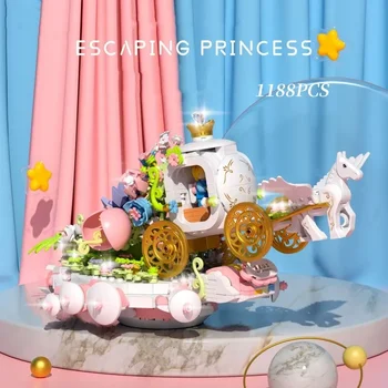2023 Módne a Kreatívne Rozprávka Princezná Uniknúť Pumpkin Carriage Model Stavebné Bloky, detské Hračky, Darčeky