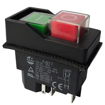 Elektromagnetické Prepínače Pushbutton Prepínače pre Záhradné Náradie KJD17 220V 5-Pin-Terminály