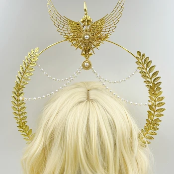 Bohyňa Halo Koruny Headpiece Gothic Lolita KC Headdress Anjel Perie Krídel hlavový most Headdress Príslušenstvo