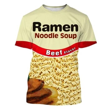 Módne pánske 3D Tlač Potravín T-Shirt Bežné Hip Hop Ramen T-Shirt Cool Zábava Ulici T-Shirt Ženy, Deti Tričká Topy