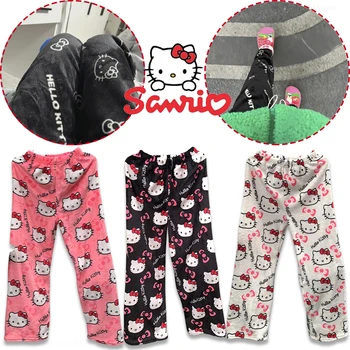 Sanrio Hello Kitty Pajama Nohavice Coral Fleece Voľné Domov Pantsk Pohodlné Mäkké Vytlačené Priamo Dlho Spať Spodnej Darček K Narodeninám