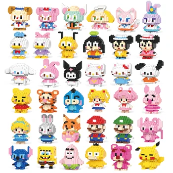 Steh Mickey Mouse, Macko Pooh Stavebné Bloky, Anime Postavy, Model 60 Druhov Blok, Bábiky, Hračky pre Deti, Darčeky