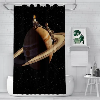 Bližšie Saturn Kúpeľňa So Sprchou Záclony Nepremokavé Oblasť Tvorivej Domova Kúpeľňových Doplnkov