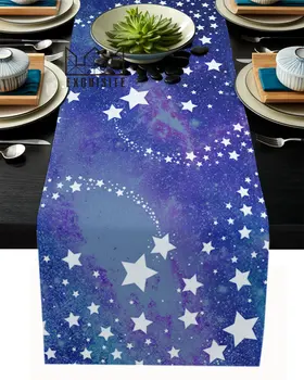Krásne Hviezdne Nebo Stôl Runner Domov Svadobný Stôl Vlajka Mat Tabuľka Centerpieces Dekorácie, Party, Jedlo Dlho Obrus