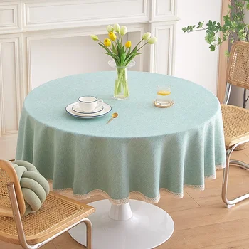 Nový vodotesný, oleju, a umývateľný okrúhly stôl textílie s krajky okrúhle