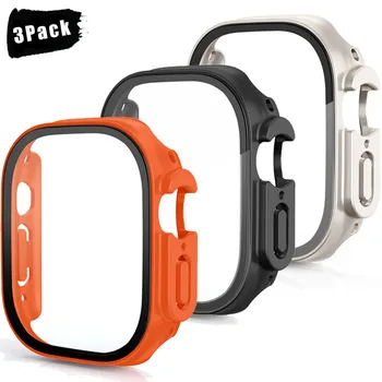 3Pack Sklo+puzdro Pre Apple Hodinky Ultra 49 mm, popruh smartwatch PC Nárazník+Screen Protector Tvrdeného Kryt iwatch series Príslušenstvo