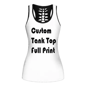 Prispôsobte 3D Tlač Tank Topy Propagačné logo Tlače Harajuku bez Rukávov Čierne Ženy Vesta Bežné Tee Tričko