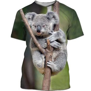 Zvieratá Koala Bear 3D Tlač T-shirt Muži Ženy Krátky Rukáv O-Neck T Košele Nadrozmerné Harajuku Streetwear Módy Deti Tričká Topy