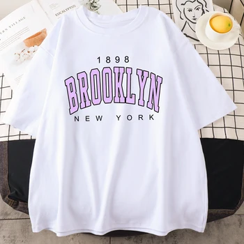 1898 Brooklyn New York Fialová Písmeno, Vypíše Muž Bavlna Krátky Rukáv Bežné Osobnosti Streetwears Módne Vintage Mens T-Shirts