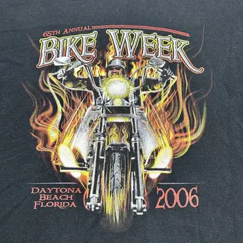 Daytona Beach Bike Week T-shirt pánske, Veľkosť XL Black Flame Biker Logo Bežné Čaj