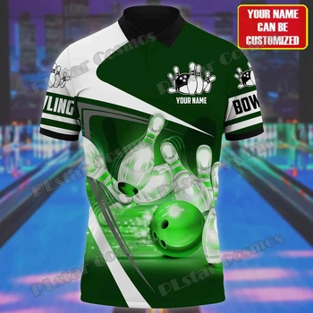 Bowling Team Osobné Meno 3D Vytlačené Mens Polo Tričko Letnej Ulici krátke rukáv tričko Darček Pre Bowling Hráč Uniformy WK34