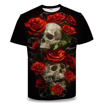 Letné pánske T-Shirt Horor Kvet Osobnosti Hot Predaj-Krku 3d Hd Módne Hip Hop Krátky Rukáv Kreatívne Vysoko Kvalitné Tričko