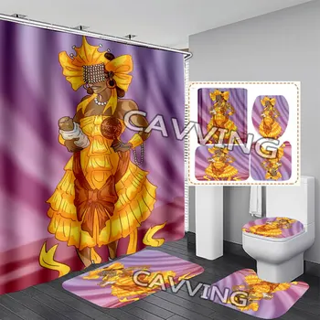 Bohyňa Afrika : Oshun 3D Sprchový Záves Nepremokavé Kúpeľňa Opony Anti-slip Vaňa Mat Nastaviť Wc Koberec Koberec