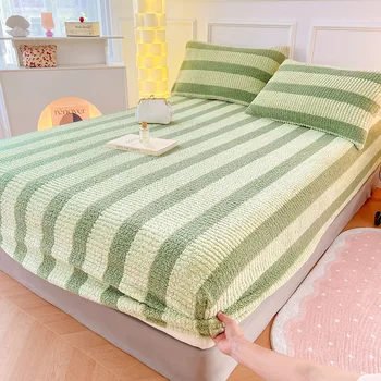 Zimné dvojité luxusný prehoz cez posteľ s pribrala a pohodlnou teplé matrac ochrany, elastické bedsheet zimný prehoz cez posteľ